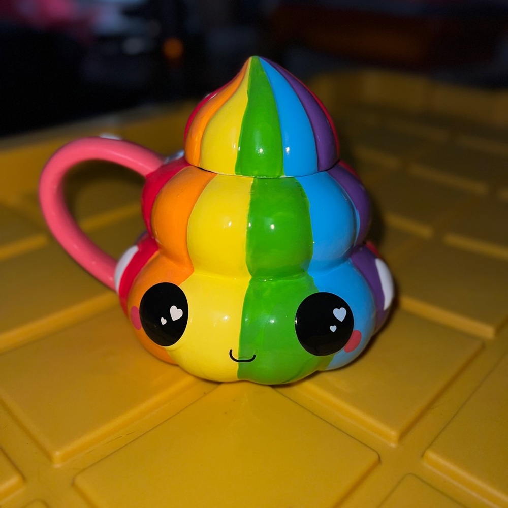 Glitter Galaxy Rainbow Poop Emoji Mug with Lid - 20oz Seven20